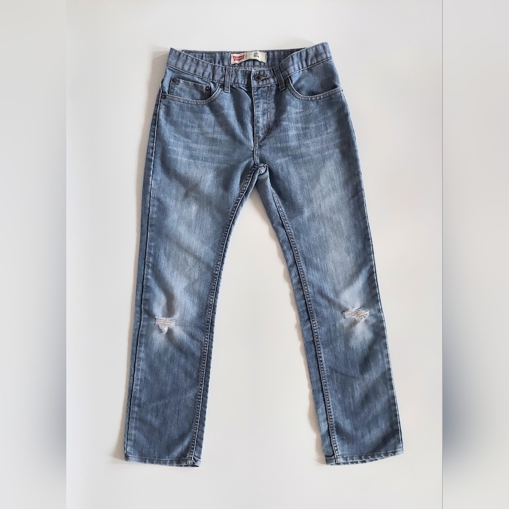 Levis 511 Boys Straight Leg Slim Distressed Jeans Size 16 Regular